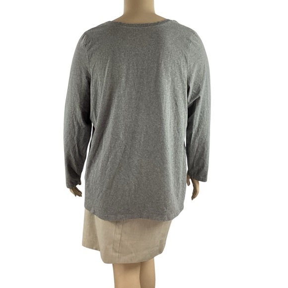 Avenue Gray Long Sleeve Scoop Neck Embellished T-Shirt 22/24 - Picture 5 of 6